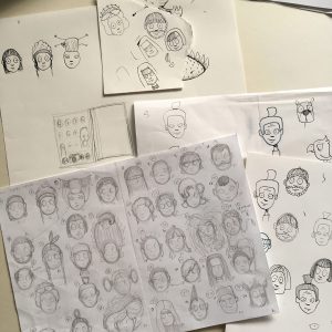 Noin satatuhatta solmua -albumin luonnoksia. Kuva: kmkiuru, 2014.